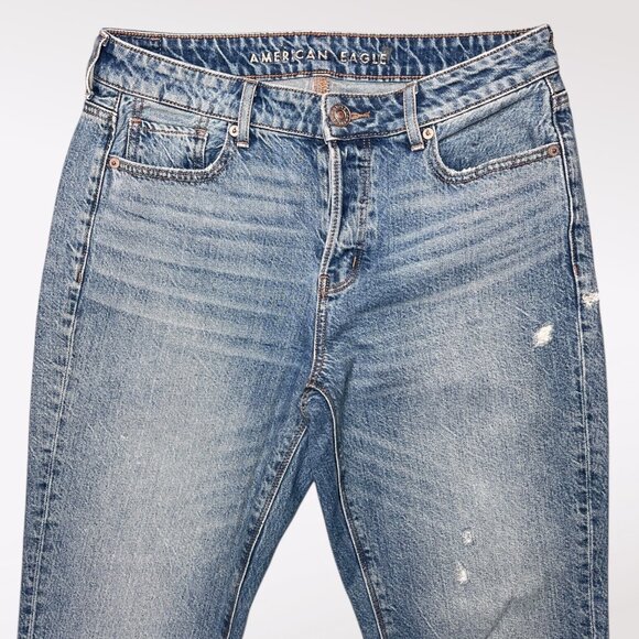 American Eagle Straight Leg Jeans Button Fly Medium Wash Size 6 - Picture 2 of 9